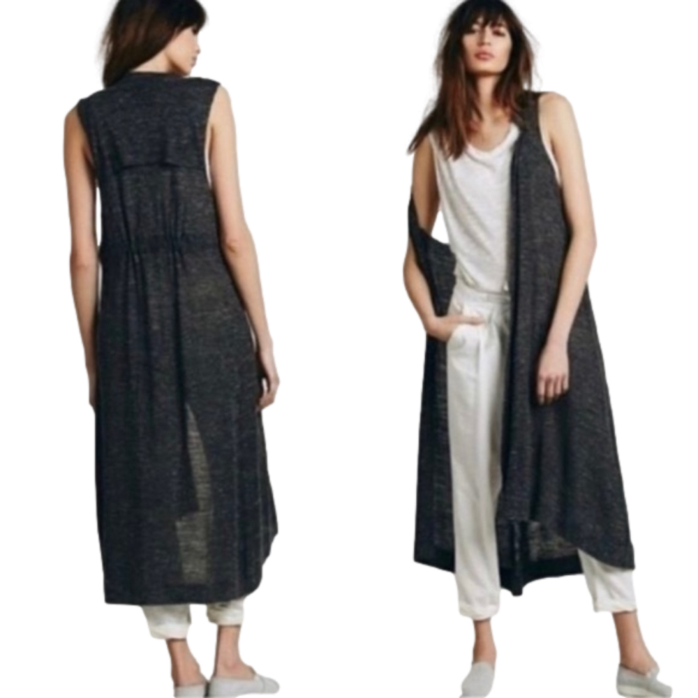 Free people beach maxi vest size medium, acrylic/linen